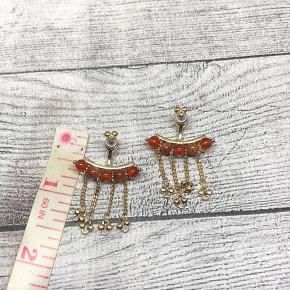 Gold tone statement style jacket earrings - Picture 5 of 5